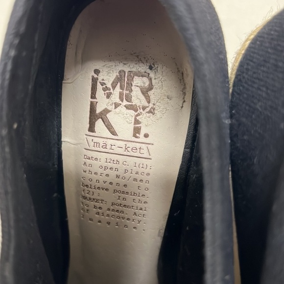 Canvas and Tweed Lace Up Open Toe Wedges | Size 7 Black - Picture 7 of 8